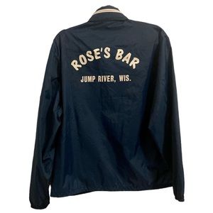 Vintage Windbreaker XL Dark Blue Hooded Full Zip Parka Rose’s Bar Wisconsin